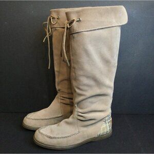 Sperry Top Sider Womens Knee High Tan Suede Boots Size 8